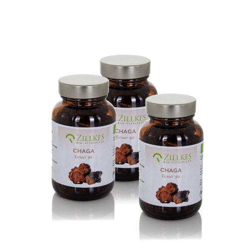 Preview: Chaga-Extrakt aus Bio-Anbau, 90 Kapseln/ 3 x 90 Kapseln, Zillkes Pilze
