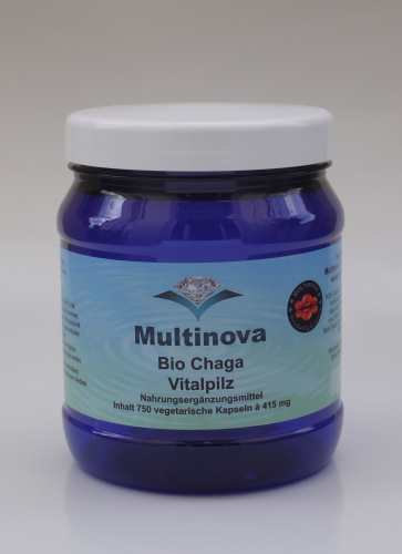 Multinova Chaga Pulver aus Bio-Anbau, Mega-Pack 750 Kapseln